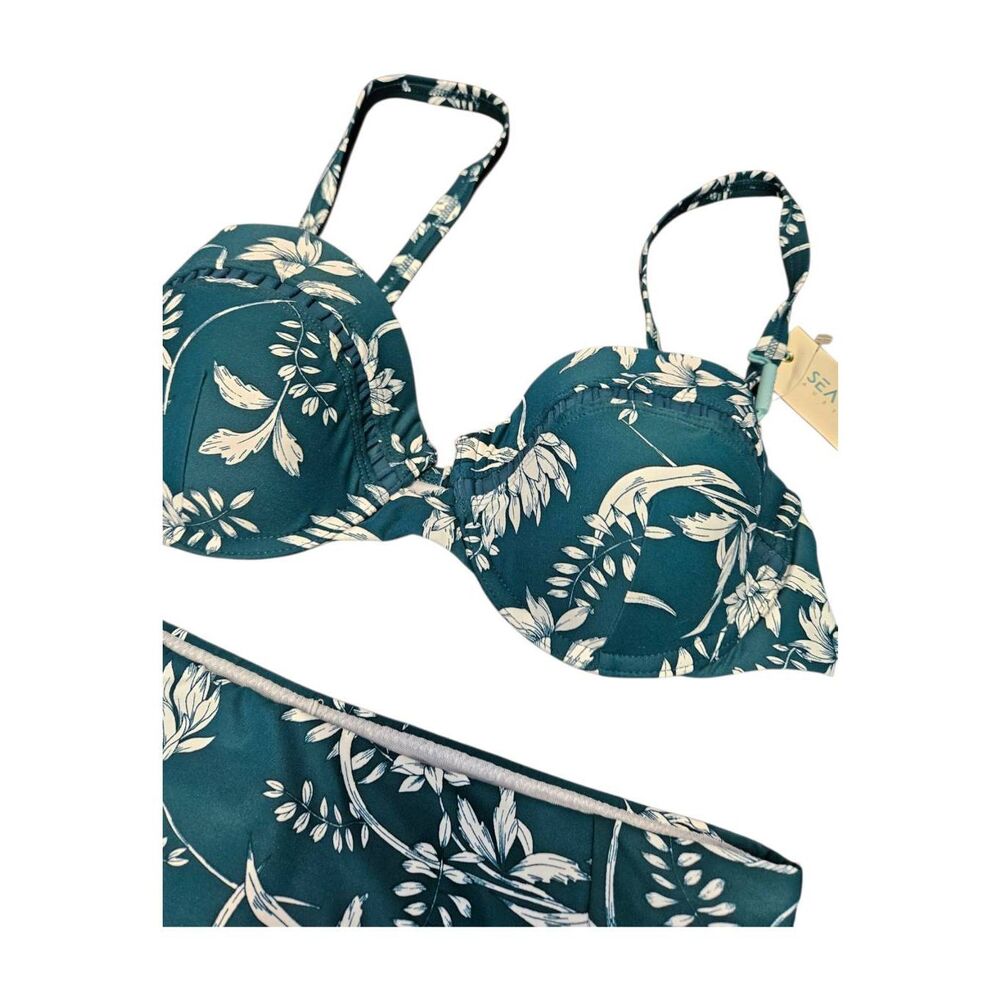 Sea Level Australia Bikini Womens size 12 NEW TAGS Emerald Green Floral 2 Piece - Picture 6 of 10
